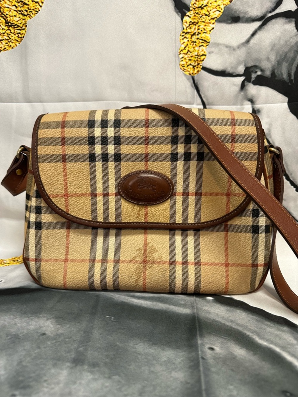 Burberry Classic Check Crossbody Bag in Beige and Brown